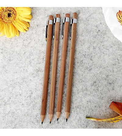 Golden woodenpencil with metal clip Divine-Desing