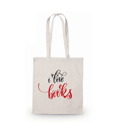 Tote bags - I love books - 100 % algodón - asas largas - Moslo