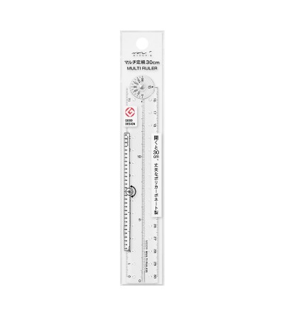 Regla compacta 30cm multifunción transparente Midori